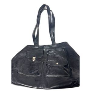 Roots Vintage Leather Purse Bag Shoulder Tote Quality Pockets Handbag Beaver